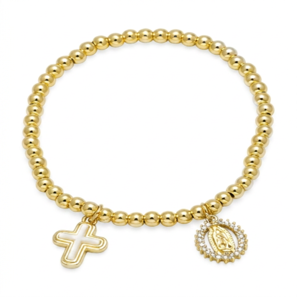 Pulsera de la Virgen y Cruz