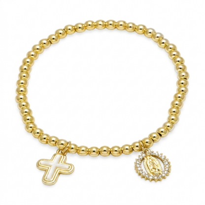 Pulsera de la Virgen y Cruz