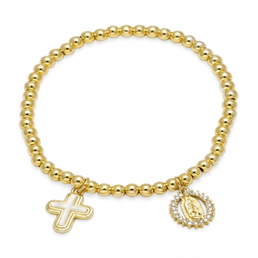 Pulsera de la Virgen y Cruz
