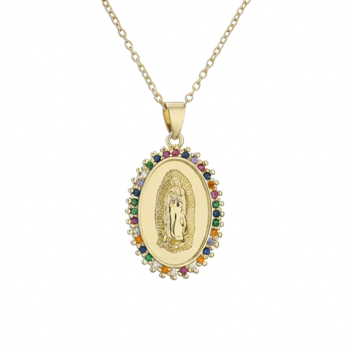 Our Lady of Guadalupe Rainbow Necklace