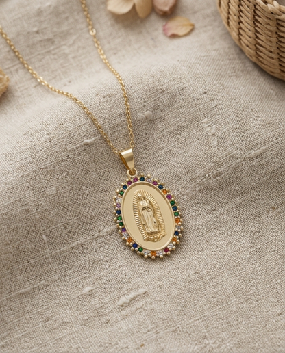 Our Lady of Guadalupe Rainbow Necklace