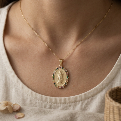 Our Lady of Guadalupe Rainbow Necklace