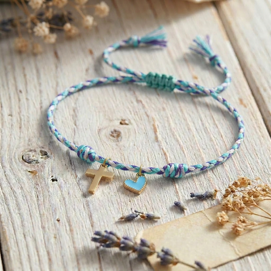 Faith & Love Braided Charm Bracelet