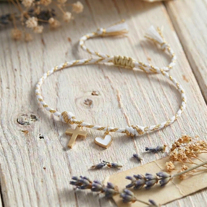 Faith & Love Braided Charm Bracelet