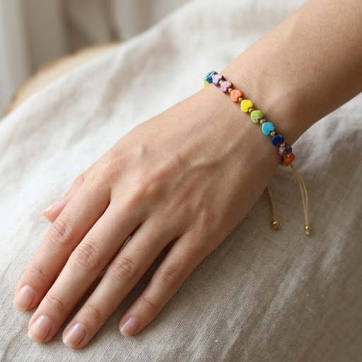Rainbow Heart Gemstone Bracelet